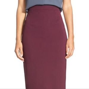 Halogen Zipper Back Pencil Skirt Purple/Maroon